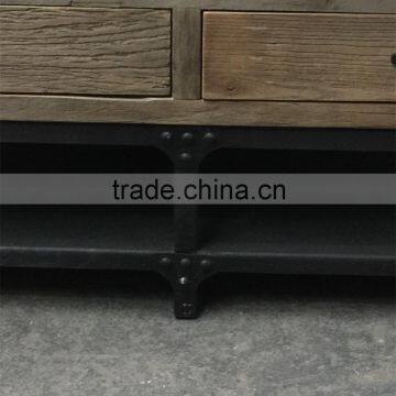 RE-1527 Industrial Furniture Recycled Wood Metal Frame Coffee Table photo-2