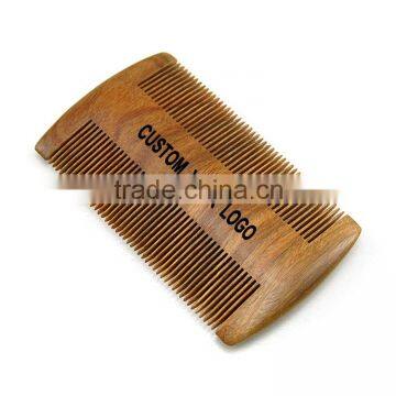 Customized Engraved Your Logo 100% Green Sandalwood Handmade Wood Mustache Combs, Pocket Comb, Beard Comb