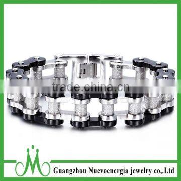 Street Punk Biker Bracelet Heavy-duty Bracelet 316L Stainless Steel Men's Bycicle Chain Bracelet Silver Clasp