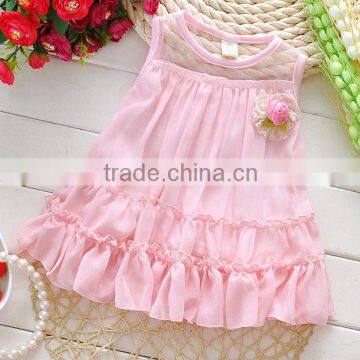 wholesale pink 100% cotton kids dress,little girls long dress,baby girls one piece dresses,girls smocked dress