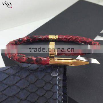 Top Designer Nail Design Bracelet With Real Python Skin Cover photo-4