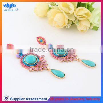 Multicolor fashion women's crystal and alloy long drop earrings