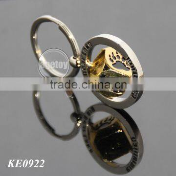 USA California Big Bear Lake Souvenirs Spinning Gold Dice Rotate Metal Revolve Cube Keyring photo-3