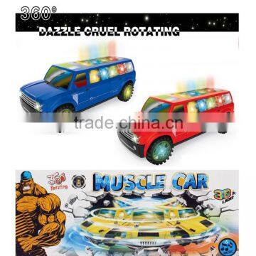 Funny 360 Rotate Battery Operated Music Car Toys for Kids