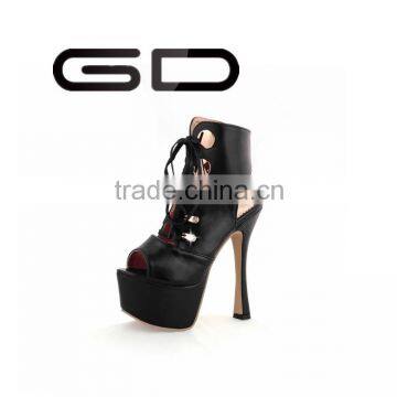 charming Roman style PU material high platform peep toe women ultra high heel sandals