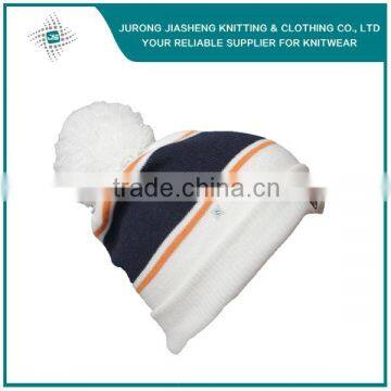 Embroidery Logo Custom Knitted Beanie Hat With Pom Pom