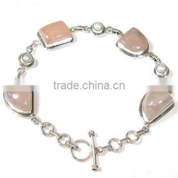 pearl jewelry rose quartz bracelet 925 sterling bracelet silver wholesale jewelry