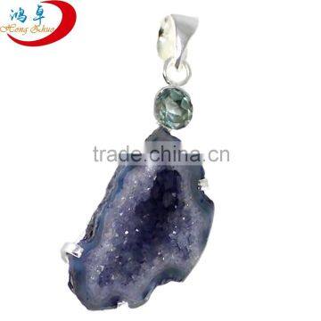 Fashion wholesale freeform agate druzy geodes slice pendant