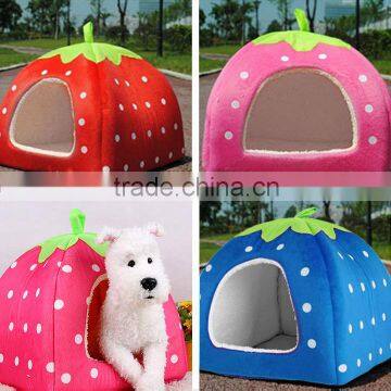 New Soft Strawberry Pet Dog Cat Bed House Kennel Doggy Warm Cushion Basket 3Colors 3Sizes 18913