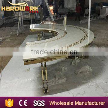 dubai banquet stainless steel half moon mdf top wedding dining table                        
                                                Quality Choice