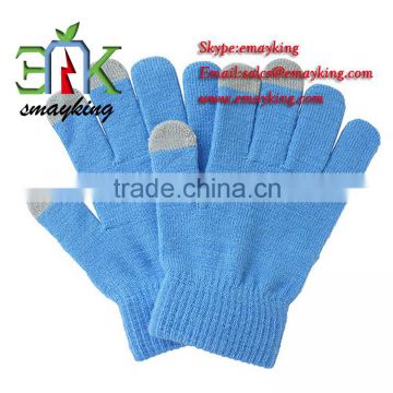 2015 hot sale winter plain knitted touchscreen magic gloves