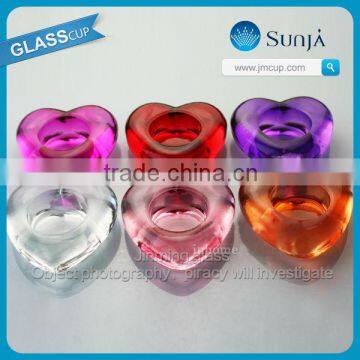 romantic heart shaped colorful glass candle holder