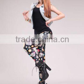 Hot Selling Colorful Skull Tight Fabric Women Sex Legging