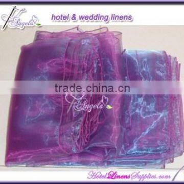 purple organza table overlays for special events, weddings, parties, wedding table overlays