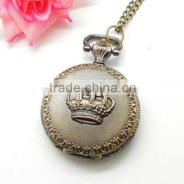 Fashion pocket watch/ pendant with crown engraved