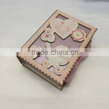 2016 new style wooden material of candy baby shower gift favor box with ribbon tie/baby gift boxes