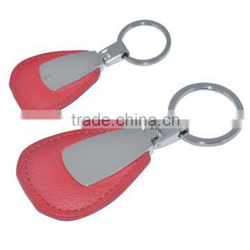 2016 exhibition red leather keychain, key chain leather key chain