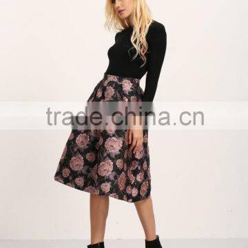 Clothing Factories in China Autumn Winter Fashion Floral Embroidered A-line Latest Long Skirt Design for Ladies 2016 Supplier's Choice photo-3