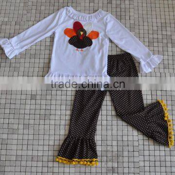Festival Baby Girl Cotton Thanksgiving Dresses With Turkey