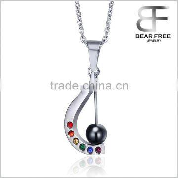 Stainless Steel Hematite Rainbow Crystal Pendant Necklace for Gay & Lesbian Pride Free Chain 20 inch