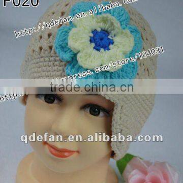 wholesale 100% cotton baby hat crochet knitting flower hats for baby girl fancy baby hats