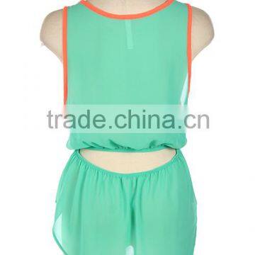 PAINTED GEO PRINT CUTOUT BLOUSE