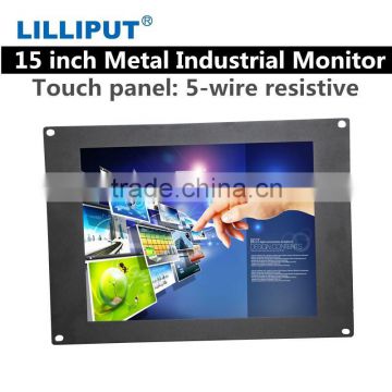 15 inch industrial panel pc monitor with 5-wire resistive touch screen