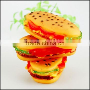 plastic pet hamburger shape toy, custom made pet like food toy, custom made plastic food for pet chew