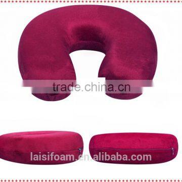 Travel foam pillow 100% car neck pillow neck massage pillow super soft fabric neck pillow LS-U-023-b