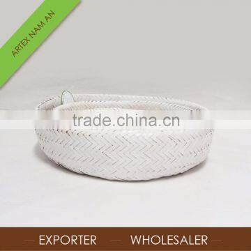 Set of 3 White Round Bamboo Basket Weaving at BEST Price
