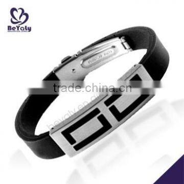 China Manufacturer 2015 latest stainless steel leather watch bracelet