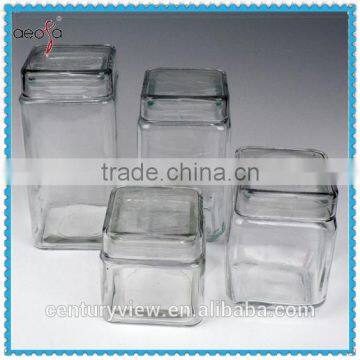 square food storage glass jars with glass lid glass canister