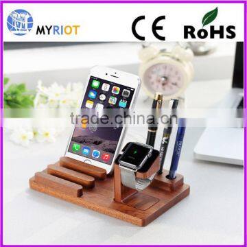 100% Bamboo Wood Multi-device Charging Station Phone Stand photo-5
