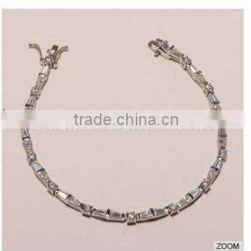 SOLID STERLING SILVER CZ/AD GEMSTONE FINE ELEGANT IMPORTED LIGHT BRACELET