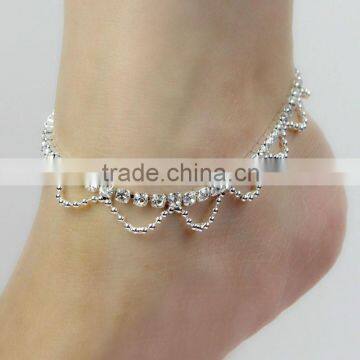 2015 Silver Bead Anklets Hot Fashion Anklets Crystal Foot Jewelry Anklet