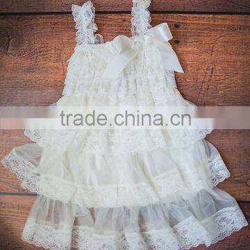 summer casual baby girl white lace floral spaghetti straps top dress