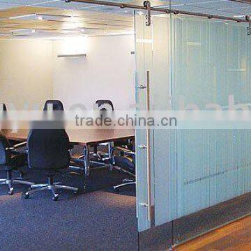 sliding glass office partition system