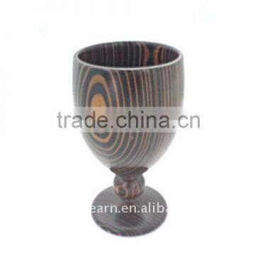 bamboo tea wine drinking cup with decorative pattern and base