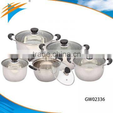 10PCS Stainless Steel Cookware Set with Stock Pot Milk Pot Frying Pan Soup Pot