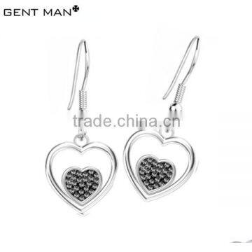 fashion black diamond heart shape hoop earrings for girls