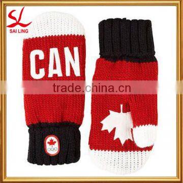 2016 Canada Snow Top Red Mittens Mitts Adult Acrylic Winter Knit Mittens Olympic