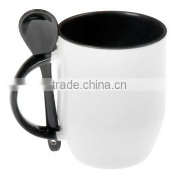 11oz Sublimation spoon mug/ Colorful mug for promotion/ Ceramic Mug set/ Mug with spoon