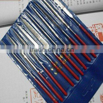 Diamond Flat Needle Files Plastic Coated Grip Handle Set 3mmx140mm