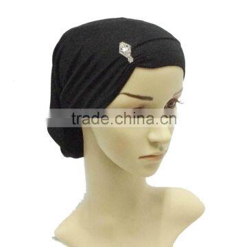 Fashion Design Big Diamond Tube Caps Hijab Muslim Scarf Malaysia Hat Underscarf Bonnet