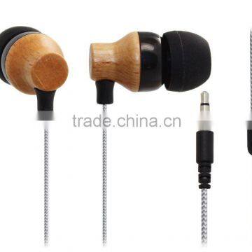 WOOD!latest! wired wood earphones competitive price in ear earbuds stereo Shenzhen factory