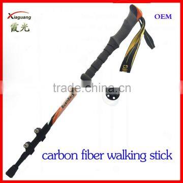Cheap Three Sections Carbon Fiber Telescopic Trekking Pole Nordic Walking Stick photo-3