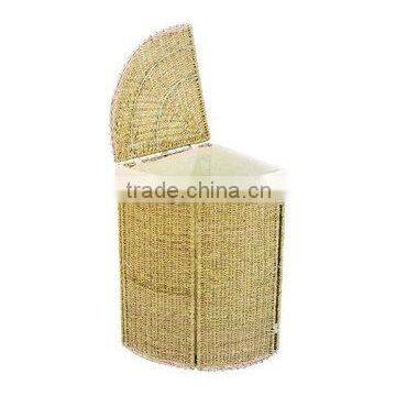Corner Wicker Laundry Hamper Bathroom Storage Bin Dirty Clothes Organizer Basket
