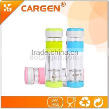 Custom logo wholesale 330ml double wall glass water bottle for tea