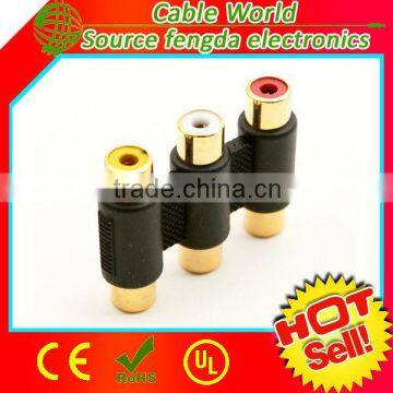 3 RCA female to female connector/adaptor for audio video