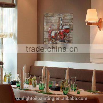 Modren Wine Party MB173 High Quality Handmade Art Wall Still Life Painted on Board Oil Painting photo-3